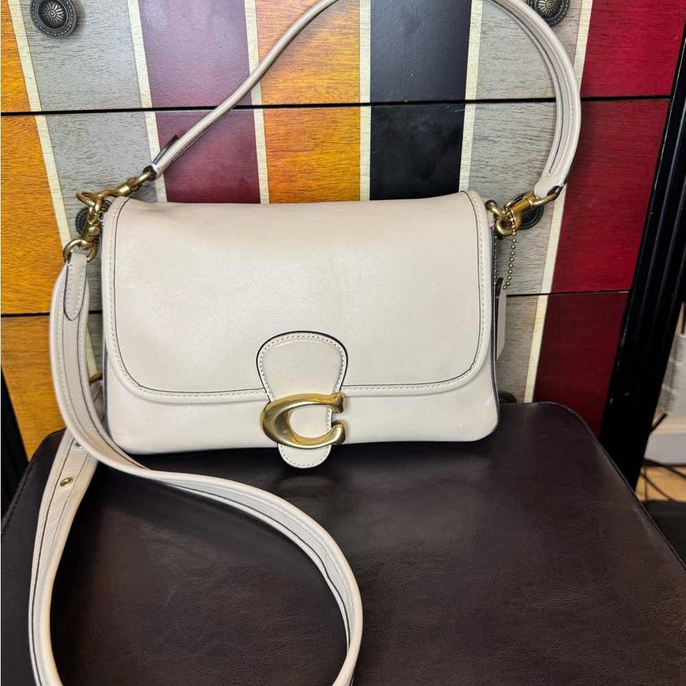 Coach Cream Crossbody Bag with Gold Accents